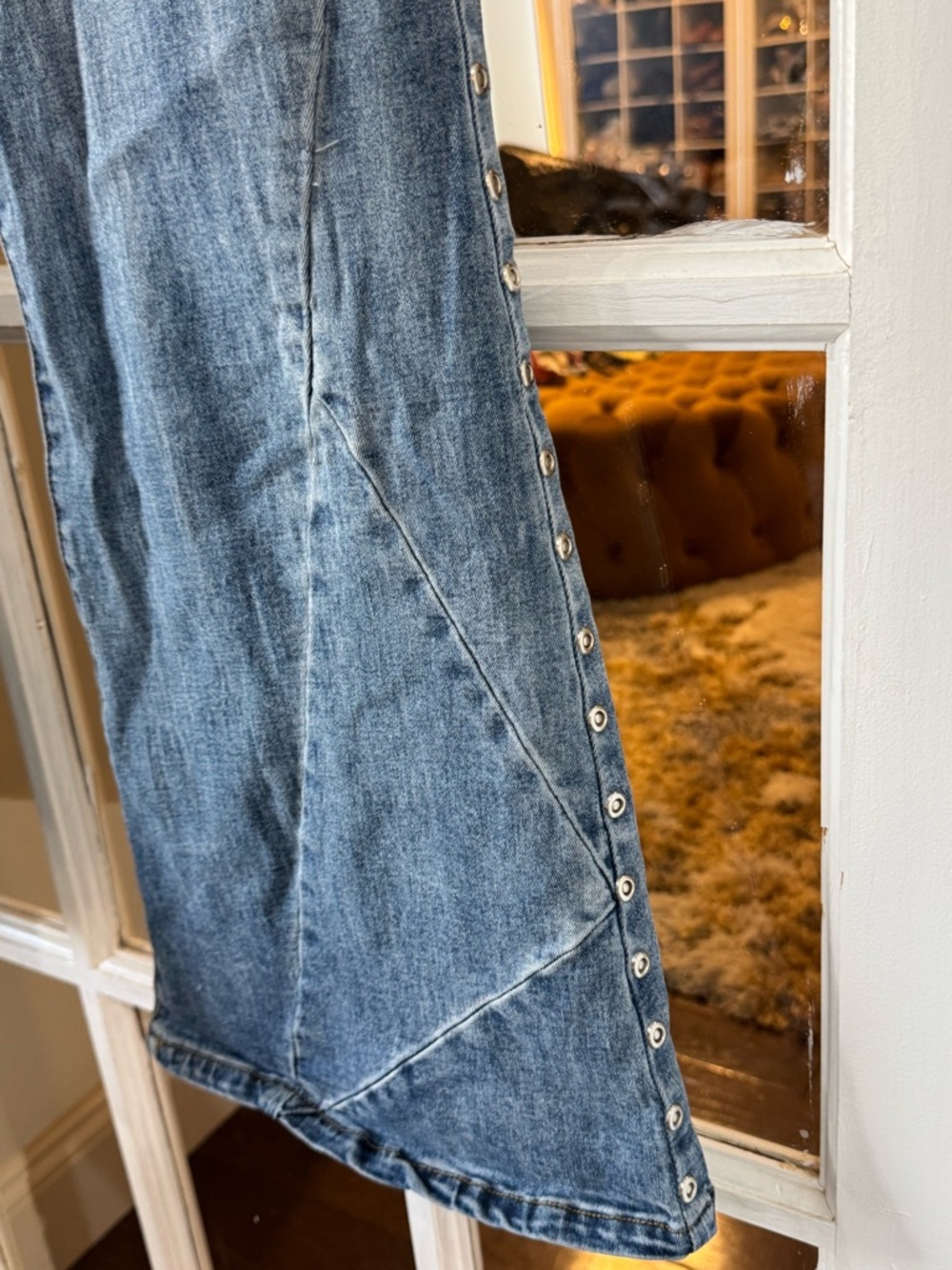I.AM.GIA Light Blue Stud-Trim Flare Jeans - Picture 6 of 9